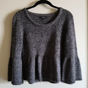 Express Grey Sweater w/ Ruffle Sleeves and Bottom